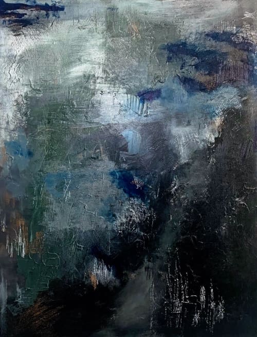 "empty houses" (sold) | Oil And Acrylic Painting in Paintings by VISCERAL HOME STUDIO. Item in boho or mid century modern style