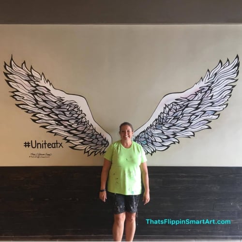 Angel Wings & Fun Quotes | Murals by Sheri Johnson-Lopez | Unitea Bubble Tea in Arlington. Item composed of synthetic