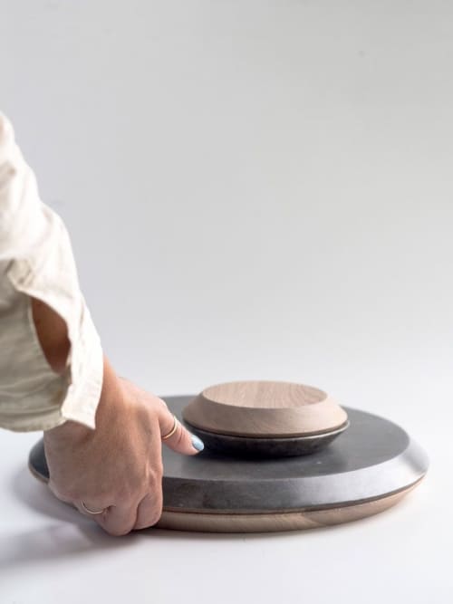 Mondi Paralleli - grande | Serving Board in Serveware by gumdesign. Item made of oak wood with marble works with contemporary style