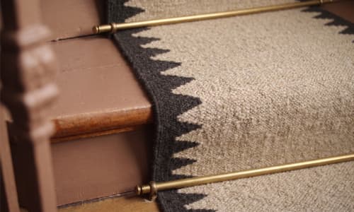 Handwoven Woolen Runner Rug | Rugs by Evergreen Carpets. Item composed of wool in boho or minimalism style