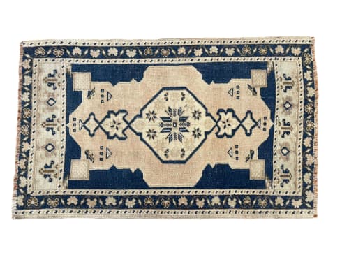 Turkish Rug Doormat | 1.11 x 3.2 | Small Rug in Rugs by Vintage Loomz. Item made of wool compatible with boho and mediterranean style