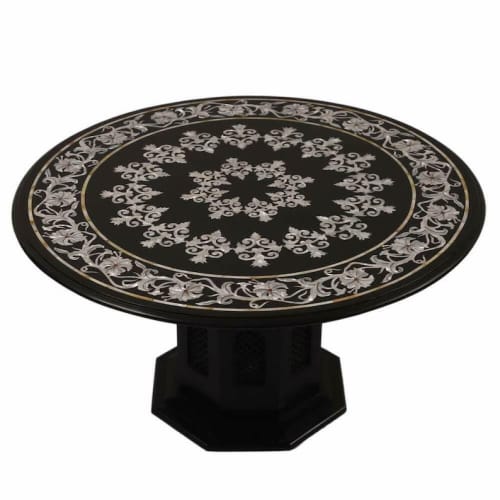 Black marble table, side table, coffee table, tabletop | Tables by Innovative Home Decors. Item made of marble works with country & farmhouse & art deco style