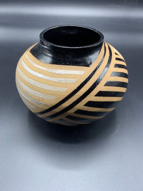 Striped Bowl | Dinnerware by Falkin Pottery. Item composed of stoneware in mid century modern or contemporary style
