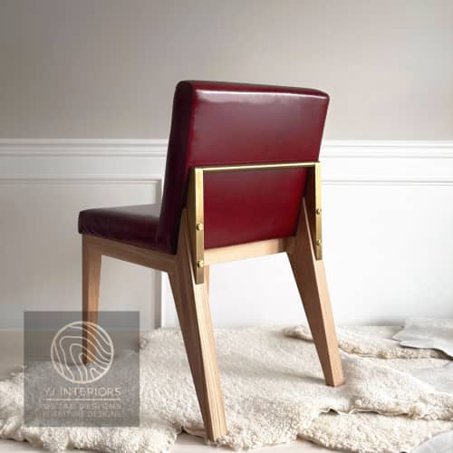 YJ Dining Chair - Leather Option | Chairs by YJ Interiors. Item composed of oak wood and brass in mid century modern or eclectic & maximalism style