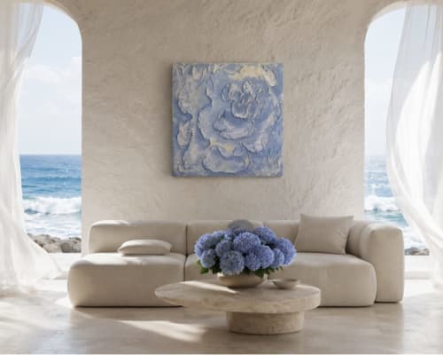 Rosa Azzurra - sculptural Wall Artwork | Wall Sculpture in Wall Hangings by Urban Plaster Bloom. Item made of cement works with minimalism & contemporary style