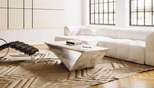 Time/Space Portal Coffee Table In Carrara Marble | Tables by Neal Aronowitz