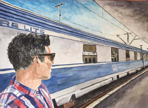 Train Station, Sibiu, 2017, watercolor, 11 x 15 inches | Watercolor Painting in Paintings by Arran Harvey | San Francisco in San Francisco. Item made of paper