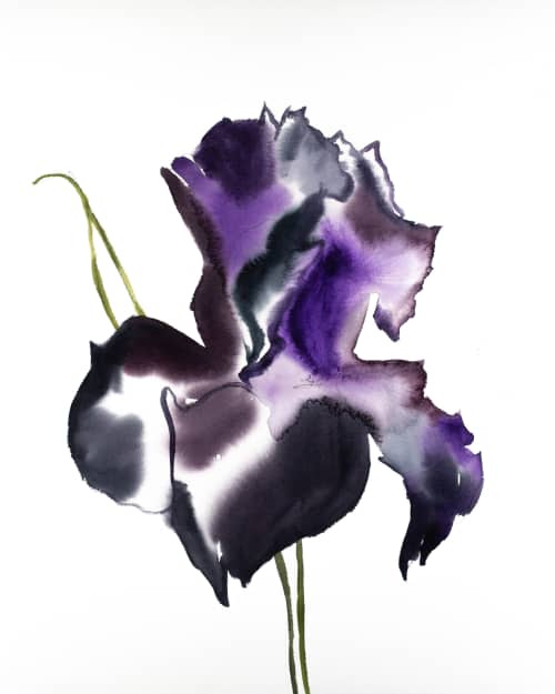 Iris No. 78 : Original Watercolor Painting | Paintings by Elizabeth Becker. Item composed of paper in minimalism or contemporary style