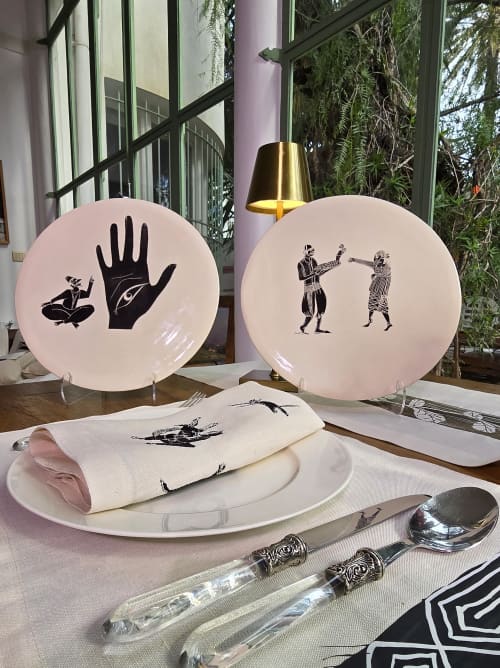 Decorative Plate MEDINA MASHMOUM | Decorative Objects by LA FIBRE ARTISANALE. Item works with contemporary & eclectic & maximalism style