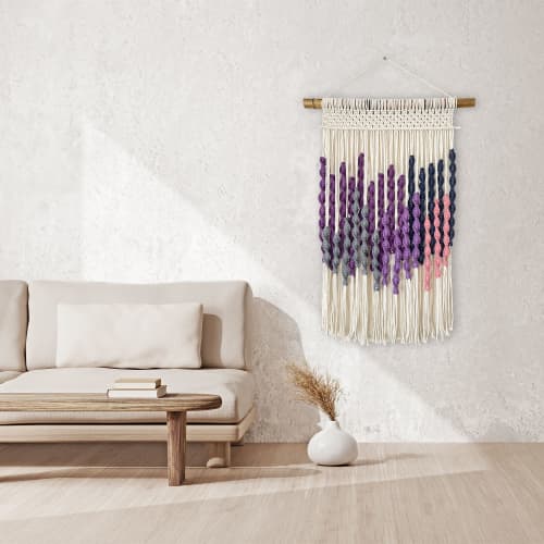 Macrame Wall Hanging, Boho Wall Decor, Yarn Tapestry | Wall Hangings by Sepi. Item made of bamboo & cotton compatible with boho and country & farmhouse style