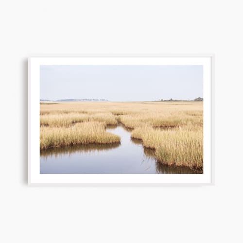 New England coastal wall art, 'Salt Marsh' landscape photo | Photography by PappasBland. Item composed of paper in contemporary or coastal style