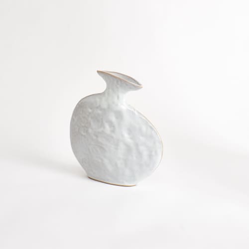 Flat vase - shiny white | Vases & Vessels by Project 213A. Item composed of stoneware compatible with contemporary style