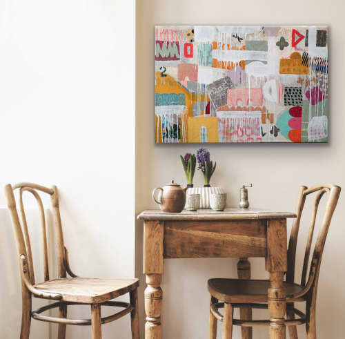 Walking in Venice | Mixed Media by Paula Saslow, Copper Rose Art. Item composed of canvas in contemporary style