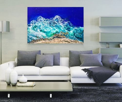 Beachy Blues | Oil And Acrylic Painting in Paintings by Vanessa Mae. Item composed of canvas & synthetic