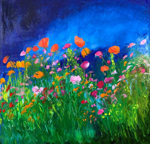 Midnight Dream II | Oil And Acrylic Painting in Paintings by Checa Art. Item made of canvas