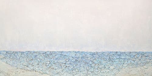 "Salton Sea III" - Mixed Media Ocean Art - Commission | Paintings by Kelly Hanna Studio. Item composed of canvas and fiber in boho or minimalism style
