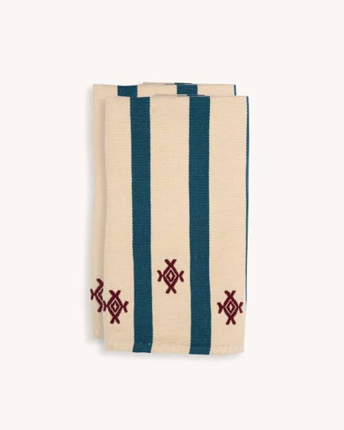 Izamna Handwoven Stripe Napkins (Set of 2) - NAVY | Linens & Bedding by Routes Interiors. Item made of cotton works with boho & eclectic & maximalism style