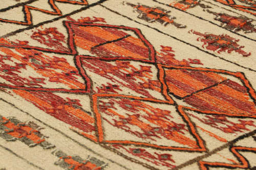 Vintage Kilim in Beige-Brown, Orange & Red Geometric Pattern | Area Rug in Rugs by Rug and Kilim
