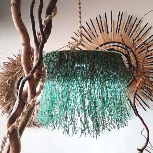 Raffia Bohemian Chandelier, Bohemian Lighting, Raffia Pendan | Table Lamp in Lamps by Magdyss Boutique. Item works with boho & contemporary style