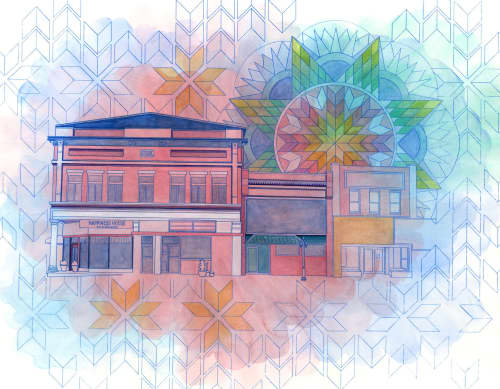 American General Store | Oil And Acrylic Painting in Paintings by Elizabeth Gahan. Item composed of paper and synthetic