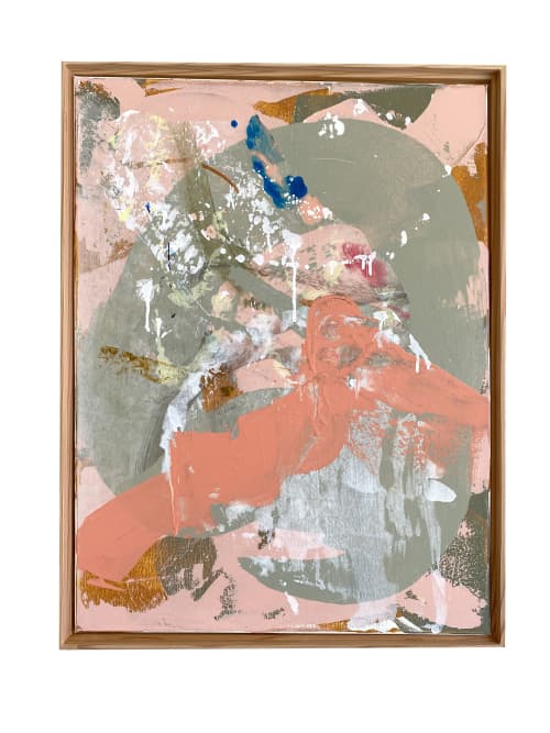 'Peach Party' 2022 Original Painting | Oil And Acrylic Painting in Paintings by Jessalin Beutler. Item made of wood & canvas compatible with boho and contemporary style