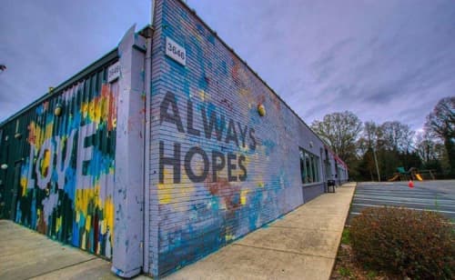 love always hopes | Street Murals by Kent Youngstrom | Project 658 in Charlotte. Item composed of synthetic