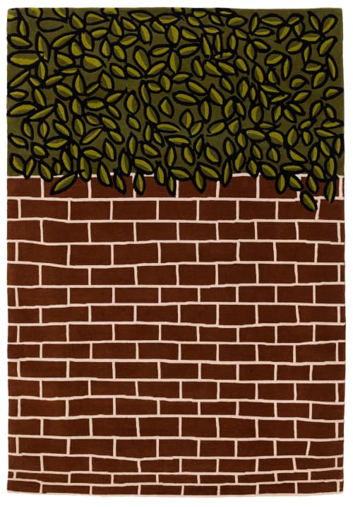 "Secret Garden" Handmade Rug, Brown, Green, Floral, Modern | Area Rug in Rugs by Sergio Mannino Studio. Item composed of wool in modern style