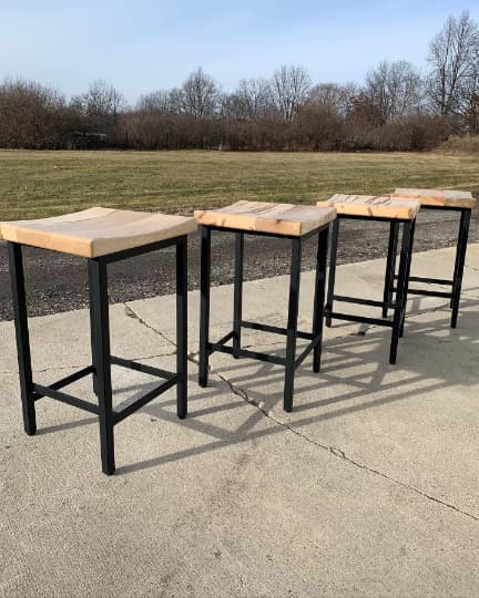 Saddle Seat Counter-height Stool | Counter Stool in Chairs by TRH Furniture. Item composed of maple wood and steel