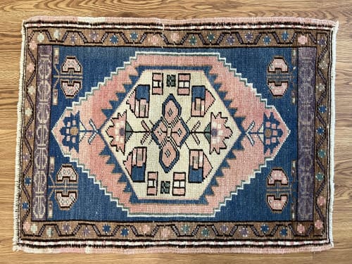 Vintage Turkish Rug Doormat | Small Rug in Rugs by Wool and Rug. Item composed of wool in boho or country & farmhouse style