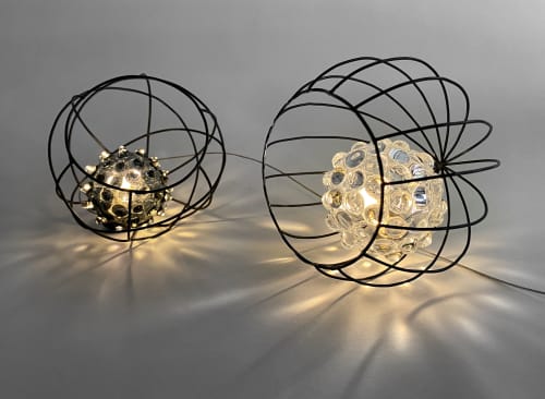 Glass Orbs Duo Table Lamp | Lamps by Claudine Gevry Studio | Umbra & Lux in Vancouver. Item made of copper