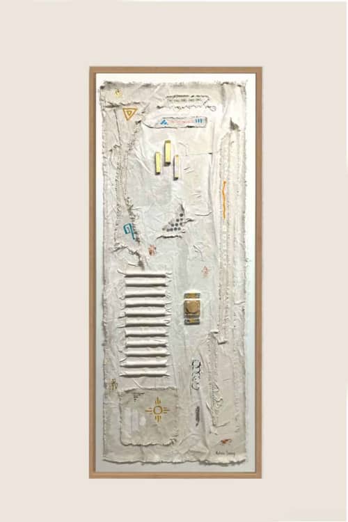 Totem T4016 D | Mixed Media in Paintings by Michael Denny Art, LLC. Item made of bamboo with cotton works with minimalism & contemporary style