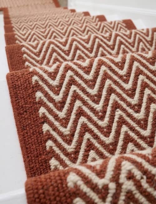 Handwoven Woolen Terracotta Runner Rug | Rugs by Evergreen Carpets. Item made of wool works with boho & minimalism style