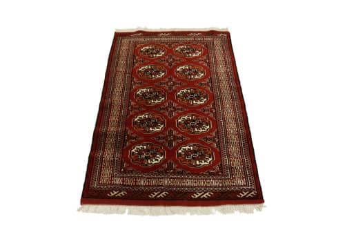 Red Tribal 3X5 Turkoman Persian Rug | Area Rug in Rugs by Magic Rugs. Item made of wool