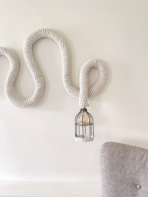 Ropes No. 7, Wall Lamp | Lighting by Meg Morrison. Item composed of cotton and fiber in minimalism or mid century modern style