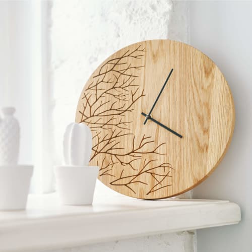 Oak Wood Wall Clock ALBERTS | Decorative Objects by DABA. Item made of oak wood works with minimalism & contemporary style
