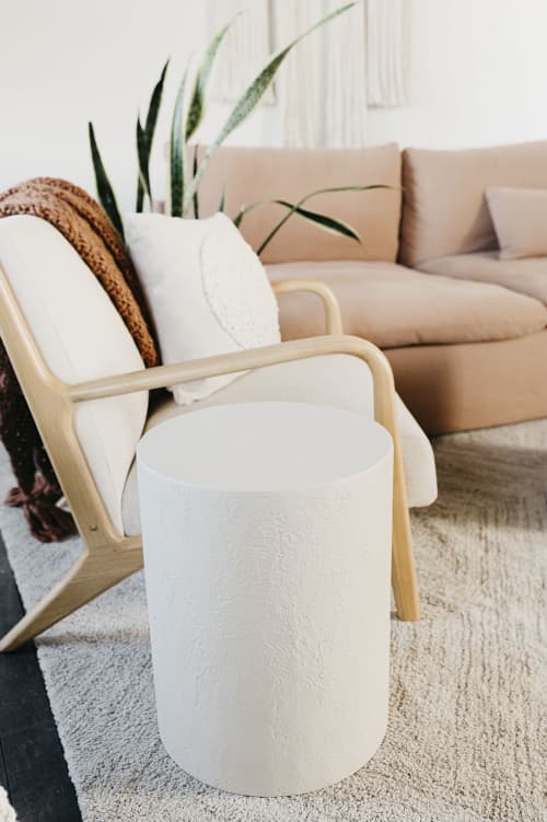 Modern Textured Coffee Table, High and Low Drum Table | Tables by Candice Luter Art & Interiors