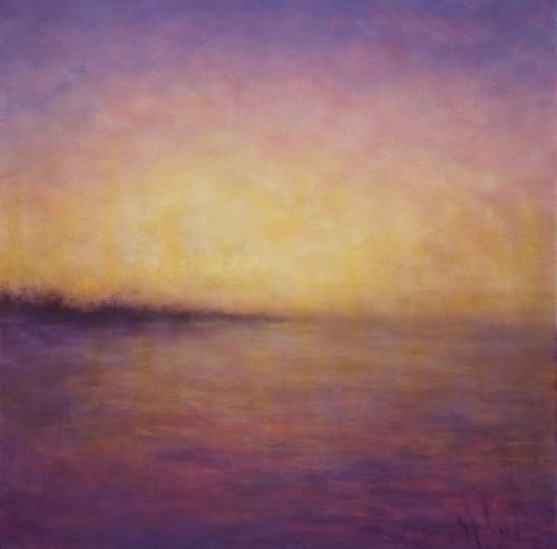 Pink Sky Evening, oil on canvas | Oil And Acrylic Painting in Paintings by Victoria Veedell. Item composed of canvas & synthetic