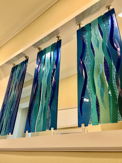 Kiln-formed Glass Wall Panels | Glasswork in Wall Treatments by Jaime Lesourd. Item made of glass works with contemporary & coastal style