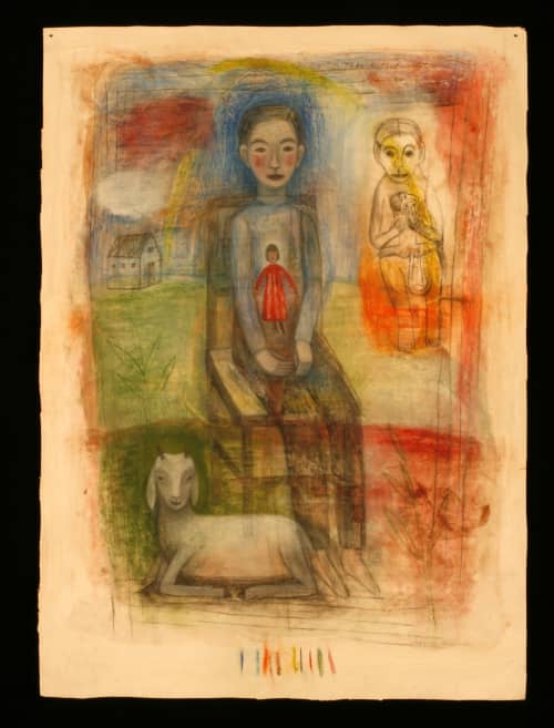 The Outside Within | Oil And Acrylic Painting in Paintings by Joanne Hammer. Item composed of maple wood and paper