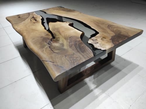 Clear Epoxy Resin Table, Walnut Dining Table, Custom Resin | Tables by LuxuryEpoxyFurniture. Item composed of wood & synthetic