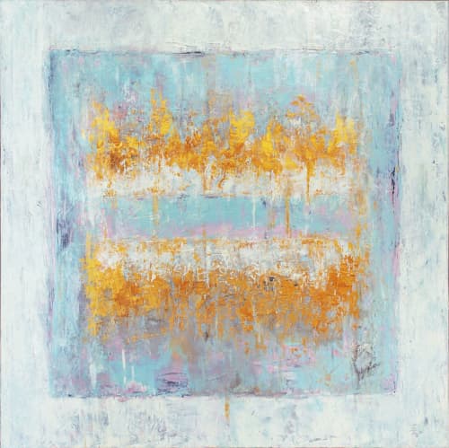 Ice Cube Spring | Oil And Acrylic Painting in Paintings by Jill Krutick | Jill Krutick Fine Art in Mamaroneck. Item made of canvas & synthetic