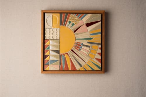 Summer Solstice No. 2 Ceramic Wall Art | Mosaic in Art & Wall Decor by Clare and Romy Studio. Item made of stoneware works with boho & mid century modern style