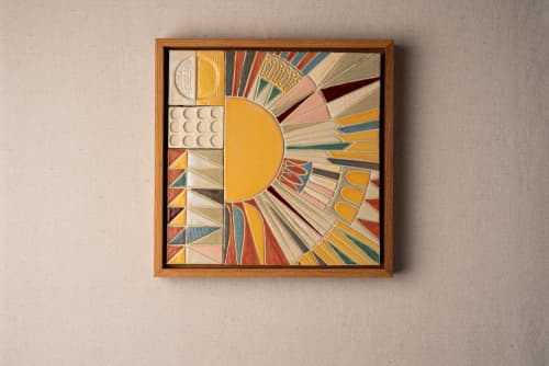 Summer Solstice No. 2 Ceramic Wall Art | Mosaic in Art & Wall Decor by Clare and Romy Studio. Item made of stoneware works with boho & mid century modern style