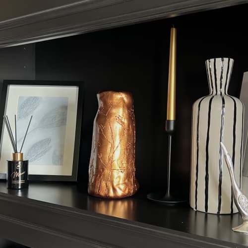 "Wild field Flowers" Dark Bronze Wrinkled Vase | Vases & Vessels by IRENA TONE. Item composed of glass in minimalism or eclectic & maximalism style
