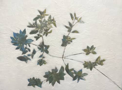Early Bloomer | Mixed Media in Paintings by Shelley Helms Fleishman. Item made of wood with cotton works with boho & contemporary style