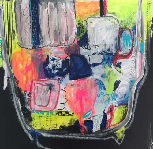 Cafe Piazza🔴 #1 | Oil And Acrylic Painting in Paintings by Darlene Watson Abstract Artist. Item composed of paper & synthetic