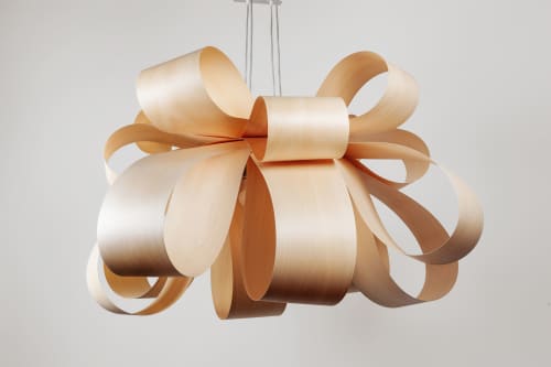 Scandinavian Wood Veneer Pendant: Modern Rustic Chandelier | Chandeliers by Traum - Wood Lighting. Item composed of wood & steel compatible with minimalism and contemporary style