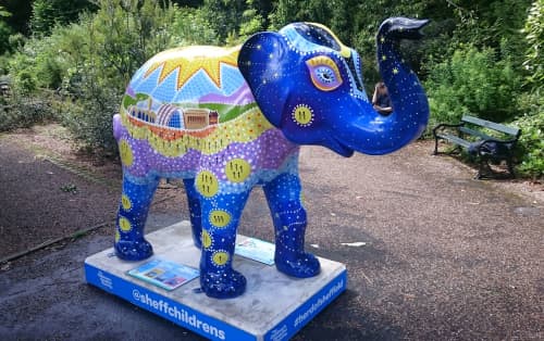 Herd of Sheffield - We're in it together | Public Sculptures by James Croft | Sheffield Botanical Gardens in Sheffield. Item composed of synthetic