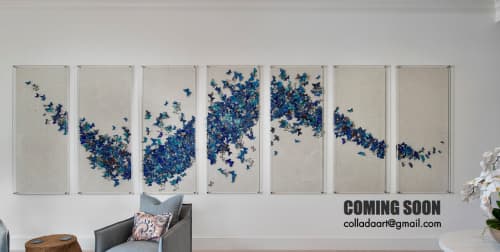 Flight of the Butterflies 20155 | Wall Sculpture in Wall Hangings by Collada Art. Item made of linen & synthetic