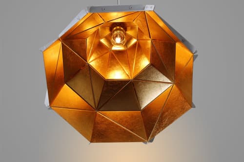 Octagon Fat Gold Faceted Light | Pendants by ADAMLAMP. Item made of steel works with minimalism & contemporary style